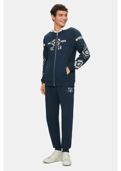 Spencer Lacivert Kapüşonlu Baskılı Fermuarlı Standard Fit Erkek Sweatshirt fırsatları