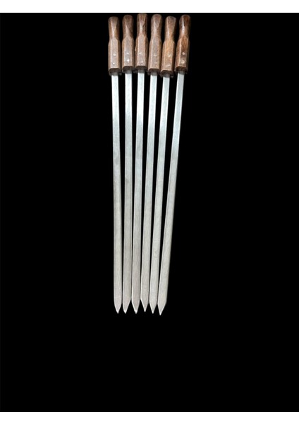 Ahşap Saplı Paslanmaz Kanat Şişi 6lı Takım