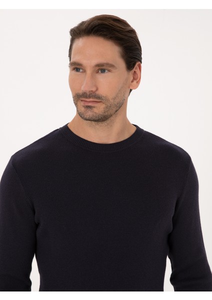 Erkek Lacivert Slim Fit Kazak 50318976-VR033 fiyatları