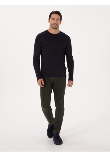 Erkek Lacivert Slim Fit Kazak 50318976-VR033 fırsatları