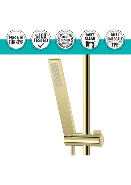 | Valtemo (Shiny) Parlak Gold, Kare Dikdörtgen Tasarım Tepe Duş Seti fırsatları