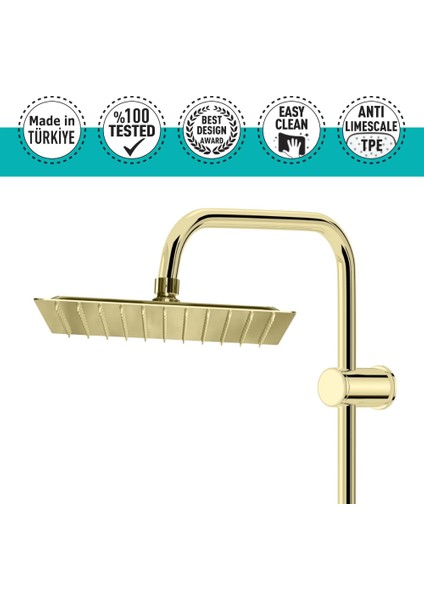 | Valtemo (Shiny) Parlak Gold, Kare Dikdörtgen Tasarım Tepe Duş Seti indirimleri