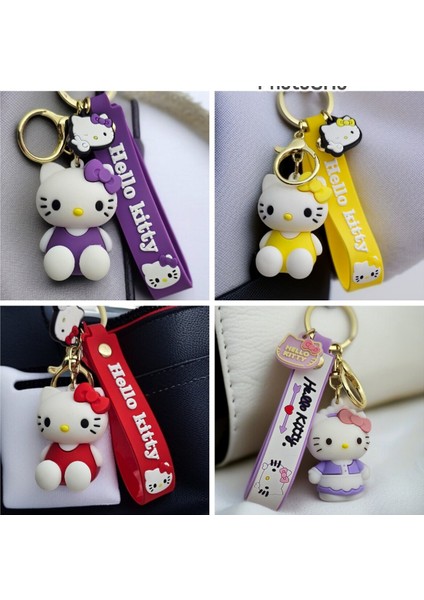 Hello Kity Figürlü Lüx Anahtarlık Çanta Aksesuarı Peluş Oyuncak Rengarenk Hediyelik 1ADET