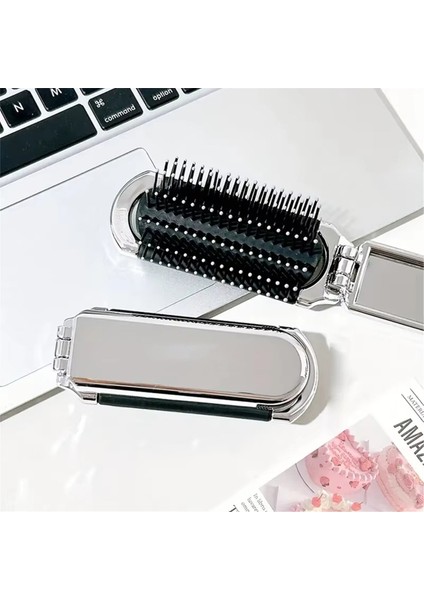 2&#39;si 1 Arada Taşınabilir Katlanır Tarak ve Ayna-Elmas Hava Yastığı, Rhinestone Bling, Kompakt Seyahat Saç Fırçası ve Makyaj Aracı (Yurt Dışından) modelleri