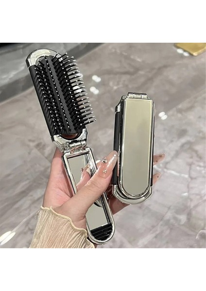 2&#39;si 1 Arada Taşınabilir Katlanır Tarak ve Ayna-Elmas Hava Yastığı, Rhinestone Bling, Kompakt Seyahat Saç Fırçası ve Makyaj Aracı (Yurt Dışından) fırsatları