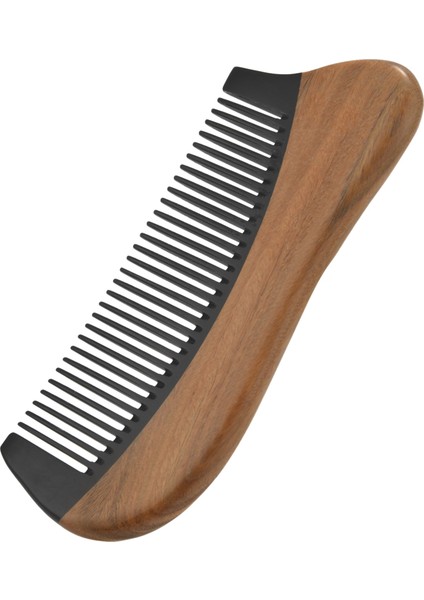 Doğal Yeşil Sandal Ağacı Saç Tarağı - Statik Ahşap Ince Diş Siyah Manda Boynuz Tarağı (Yeşil Sandal Ağacı) (Yurt Dışından)