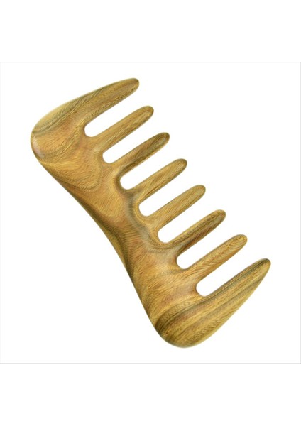 1pcs Yeşil Geniş Diş Saç Tarağı - Kıvırcık Saçlar Için Doğal Ahşap Tarak - Masaj Targesi Için Statik Yok (Yurt Dışından)