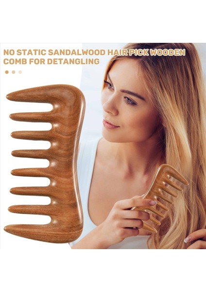 Geniş Diş Saç Tarak - Kıvırcık Saçlar Için Doğal Ahşap Tarak - Statik Sandal Ağaç Saç Yok Çıkış Için Ahşap Tarak (Yurt Dışından) fırsatları