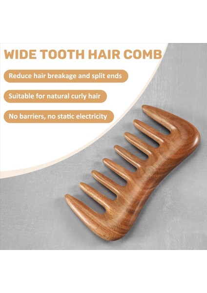 Geniş Diş Saç Tarak - Kıvırcık Saçlar Için Doğal Ahşap Tarak - Statik Sandal Ağaç Saç Yok Çıkış Için Ahşap Tarak (Yurt Dışından) indirimleri