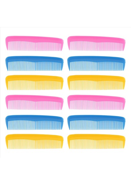 12 Adet Renkli Saç Tarakları Çocuklar Için Set Kadınlar Erkekler Renkli Plastik Ince Giyinme Tarağı (Pembe, Sarı, Mavi) (Yurt Dışından)