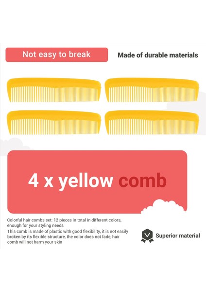 12 Adet Renkli Saç Tarakları Çocuklar Için Set Kadınlar Erkekler Renkli Plastik Ince Giyinme Tarağı (Pembe, Sarı, Mavi) (Yurt Dışından) fırsatları