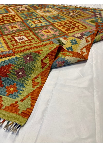 El Dokuma Afgan Kilim Yün Kök Boya