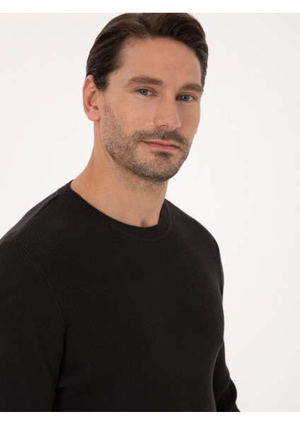 Erkek Siyah Slim Fit Kazak 50318976-VR046 fiyatları