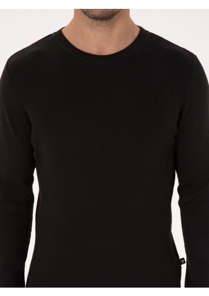 Erkek Siyah Slim Fit Kazak 50318976-VR046