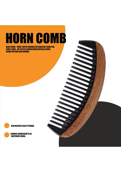 Saç Tarağı - Kıvırcık Saçlar Için Geniş Diş Ahşap Detangling Tarak - Erkek ve Kadınlar Için Statik Sandal Ağacı Bufalo Korna Yok (Yurt Dışından) fırsatları