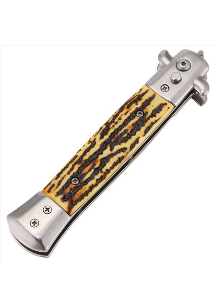 1pcs Otomatik Paslanmaz Çelik Taraklar Katlanabilir Bıçak Fırçaları Saç Düzeltici Tarak Fırçası Aksesuarları Kelebek Erkek Cebiçek Tarak Taklit Sığır Kemik Rengi (Yurt Dışından)