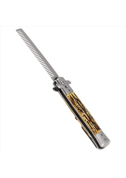 1pcs Otomatik Paslanmaz Çelik Taraklar Katlanabilir Bıçak Fırçaları Saç Düzeltici Tarak Fırçası Aksesuarları Kelebek Erkek Cebiçek Tarak Taklit Sığır Kemik Rengi (Yurt Dışından) modelleri