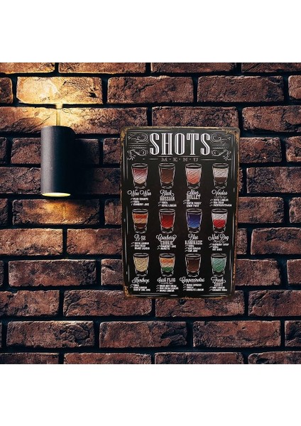 Shots Menu Koleksiyo Metal Plaka Levha 20X30CM fiyatları