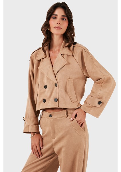 Via Dante Regular Fit Kruvaze Yaka Kısa Süet Ceket Bayan Ceket 68620513SUEDE indirimleri