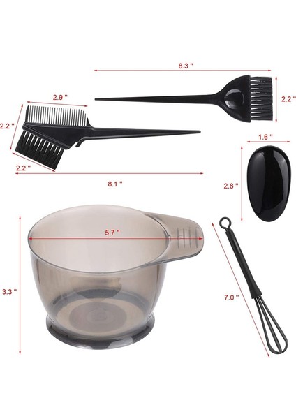 5 Adet Profesyonel Saç Boyama Aracı, Salon ve Ev Saç Boyama Fırçası Tarağı, Boyama Kasesi, Boyama Kasesi Siyah (Yurt Dışından) fırsatları