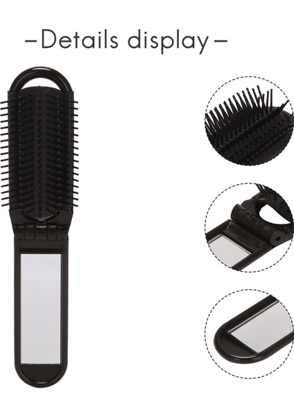 Taşınabilir Seyahat Katlanır Saç Fırçası Ayna Kompakt Cep Boyutu Tarak-Siyah (Yurt Dışından) indirimleri