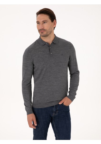 Erkek Füme Regular Fit Basic Kazak 50318855-VR058