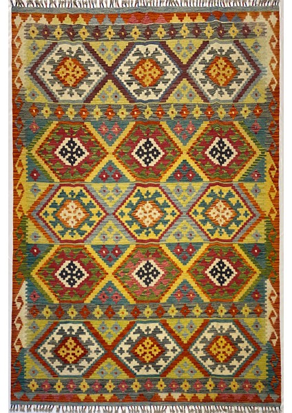 El Dokuma Afgan Kilim Yün Kök Boya