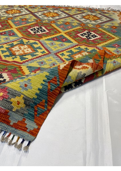 El Dokuma Afgan Kilim Yün Kök Boya