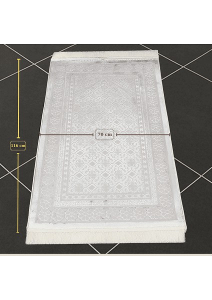 Kişiye Özel Nakış Işlemeli Saf Ipek Kadife Kumaştan Beyaz Renk Hediyelik Seccade fırsatları