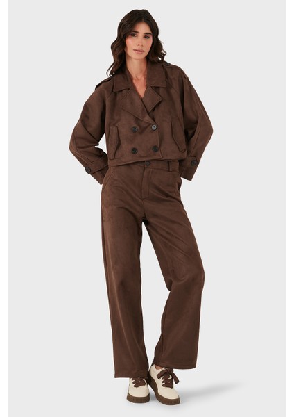 Via Dante Regular Fit Kruvaze Yaka Kısa Süet Ceket Bayan Ceket 68620513SUEDE fiyatları