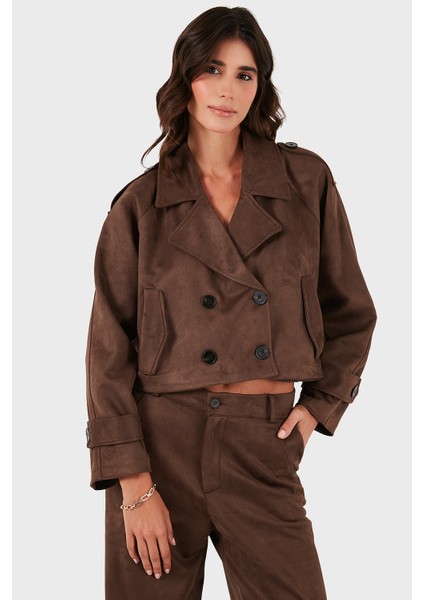 Via Dante Regular Fit Kruvaze Yaka Kısa Süet Ceket Bayan Ceket 68620513SUEDE indirimleri