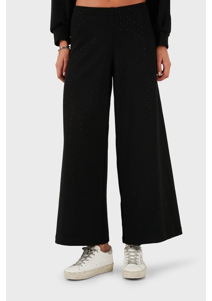 Via Dante Taşlı Regular Fit Normal Bel Geniş Paça Pantolon Bayan Pantolon 268793735
