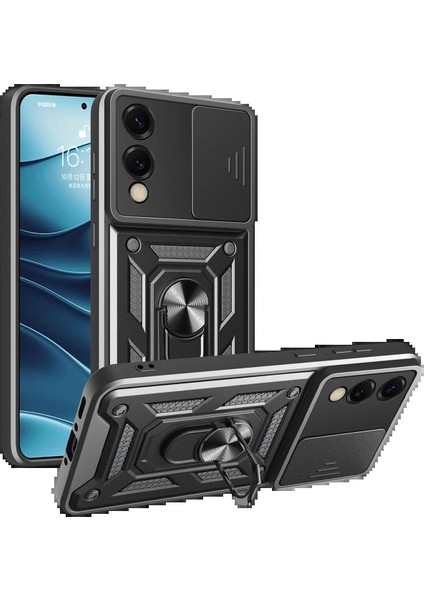 Samsung Galaxy S25 Edge Pars Lens Yüzüklü Silikon - Siyah