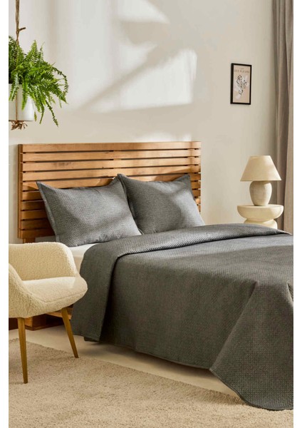 Arven Çift Kişilik Yatak Örtüsü Takımı Antrasit