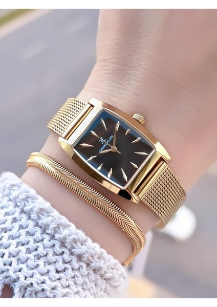 Çelik Hasır Kordon 2 Yıl Garantili 3ATM Suya Dayanıklı Kadın Kol Saati+Bileklik B141193