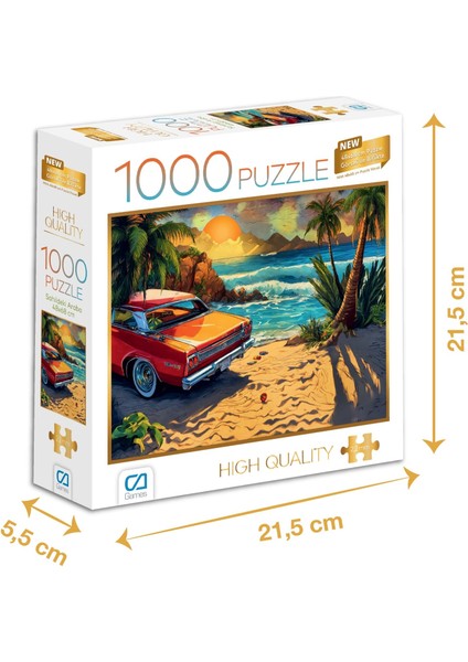 Sahildeki Araba - 1000 Parçalı Puzzle - 48 x 68 cm