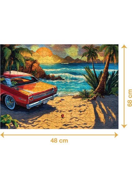 Sahildeki Araba - 1000 Parçalı Puzzle - 48 x 68 cm fiyatları