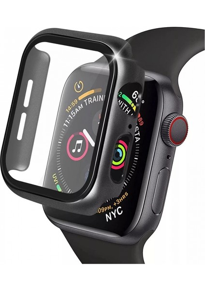 Apple Watch 42MM Camlı Kasa Ekran Koruyucu - Siyah