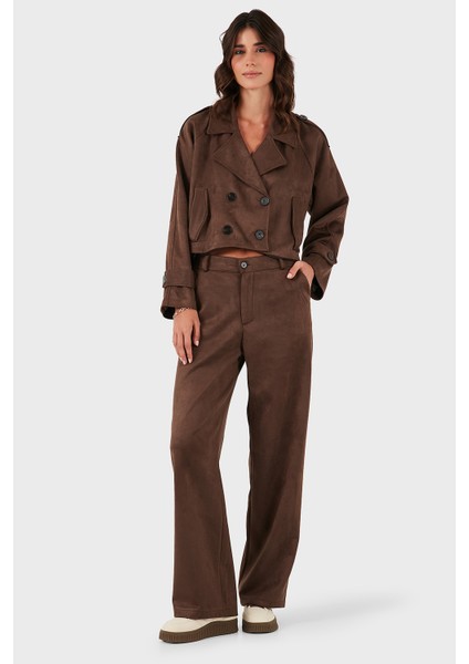 Via Dante Relaxed Fit Normal Gel Geniş Paça Süet Pantolon Bayan Pantolon 68672644SUEDE fiyatları