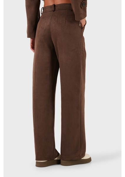 Via Dante Relaxed Fit Normal Gel Geniş Paça Süet Pantolon Bayan Pantolon 68672644SUEDE modelleri
