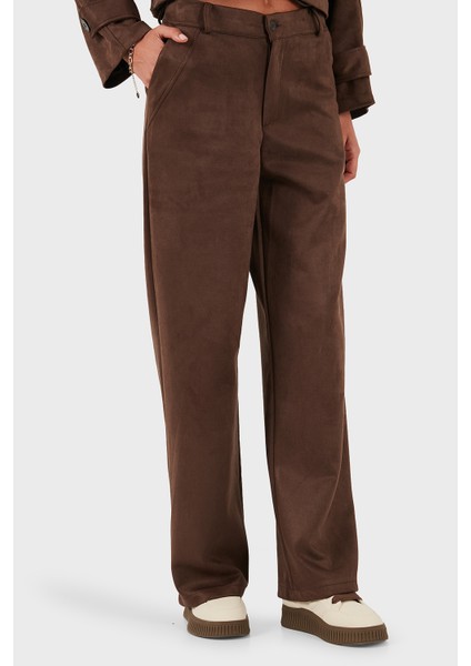 Via Dante Relaxed Fit Normal Gel Geniş Paça Süet Pantolon Bayan Pantolon 68672644SUEDE indirimleri