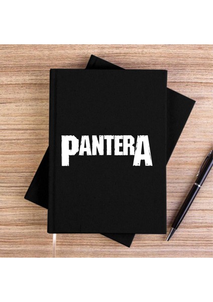 Pantera Logo Siyah Kanvas Defter Çizgisiz