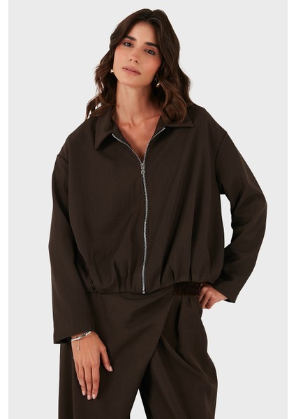 Via Dante Regular Fit Gömlek Yaka Fermuarlı Ceket Bayan Ceket 268755688