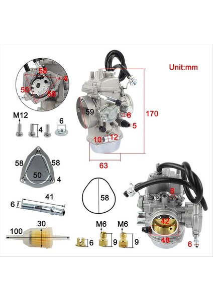 PD42J 42MM Yamaha Predator Için Karbüratör 500 Grizzly 600 660 YFM660 Outlaw 500 Rhino YXR660 Bombardier Can-Am (Yurt Dışından) indirimleri