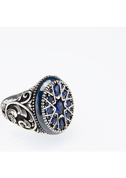 726 Safir Zirkon Gümüş Yüzük