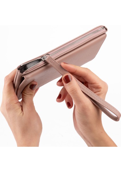 Kadın Vegan Suni Ithal Deri Bilek Askılı Cüzdan – Fermuarlı & Kartlıklı Portföy Şık Uzun Cüzdan fiyatları