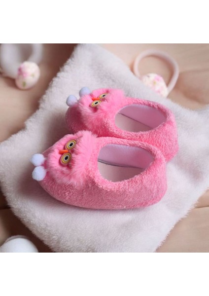 Kız Çocuk Hayvan Figürlü Pembe Panduf Kışlık Yumuşak Peluş Ev Ayakkabısı modelleri