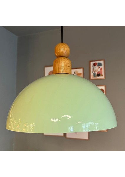 Yimpi Mint Kalın Ahşap Boncuk Başlık Avize Tekli Sarkıt Salon Dekoratif Aydınlatma Pastane fiyatları