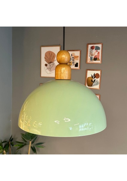 Yimpi Mint Kalın Ahşap Boncuk Başlık Avize Tekli Sarkıt Salon Dekoratif Aydınlatma Pastane indirimleri