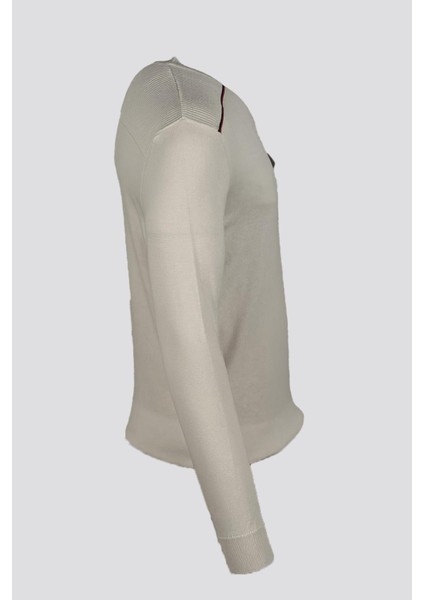 Erkek Triko Bisiklet Yaka Cep Detaylı Beyaz 3753 modelleri